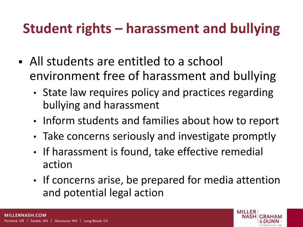 student rights harassment and bullying