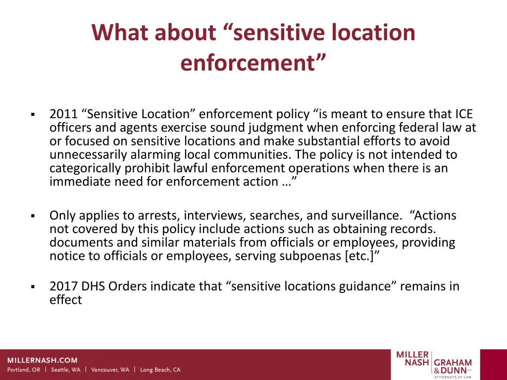 what about sensitive location enforcement