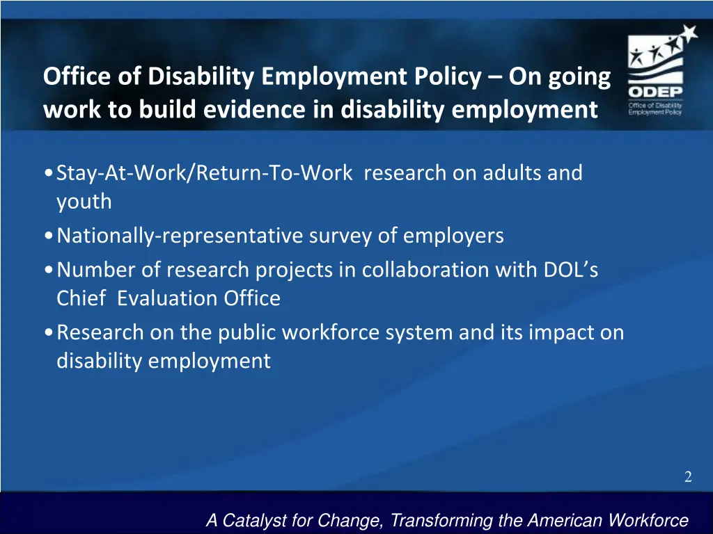 office of disability employment policy on going