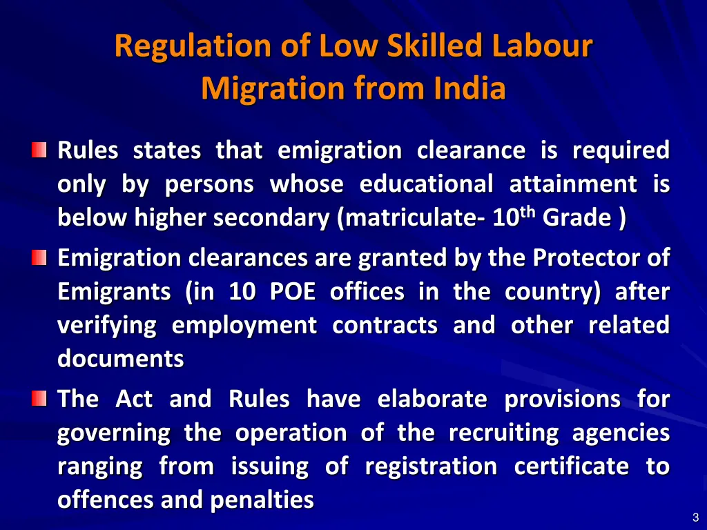 regulation of low skilled labour migration from 1