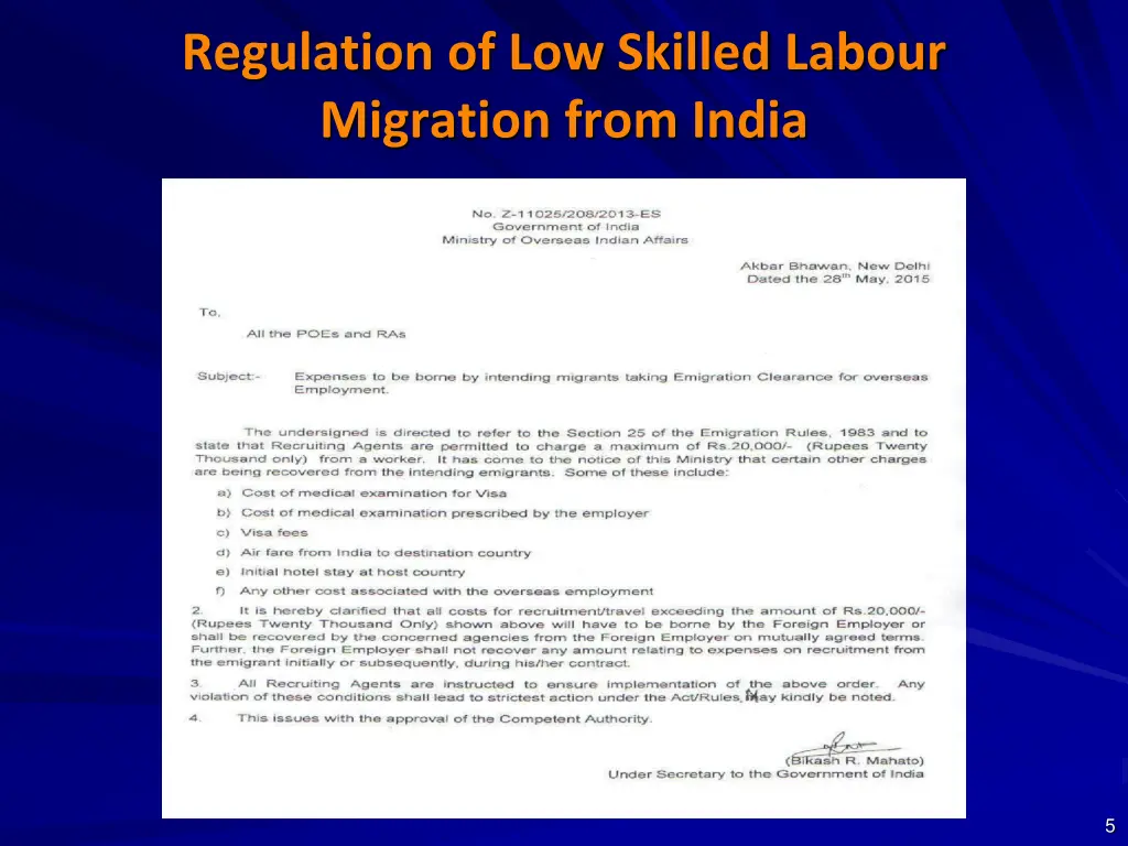 regulation of low skilled labour migration from 3