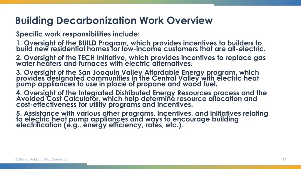 building decarbonization work overview