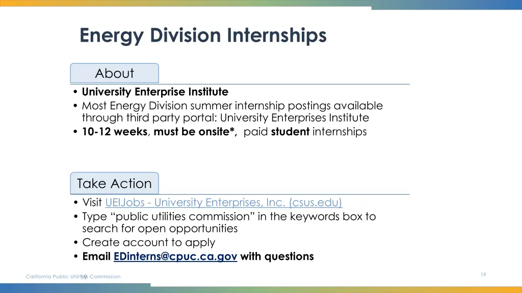 energy division internships