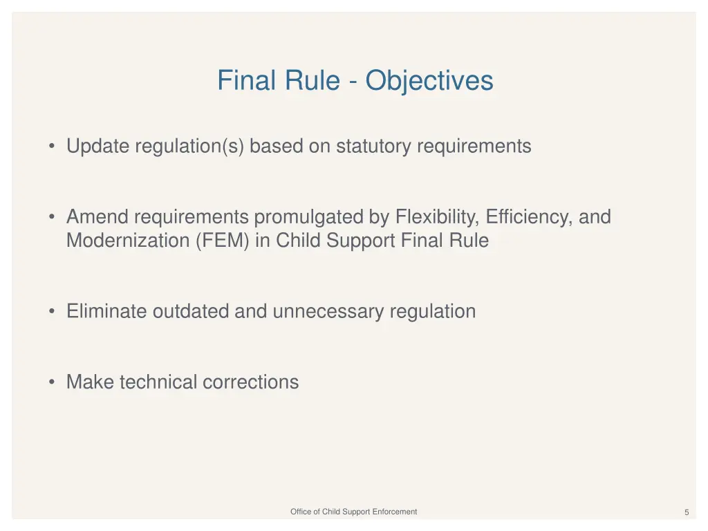 final rule objectives