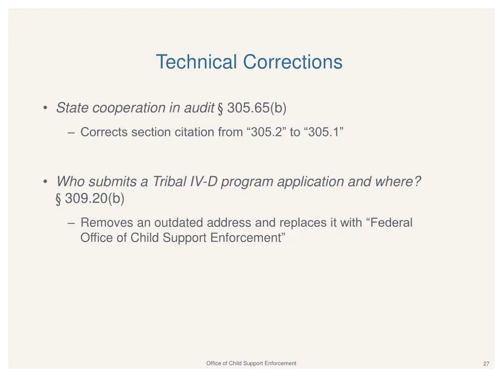 technical corrections