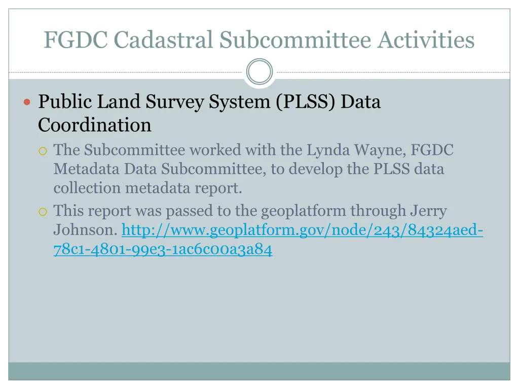 fgdc cadastral subcommittee activities