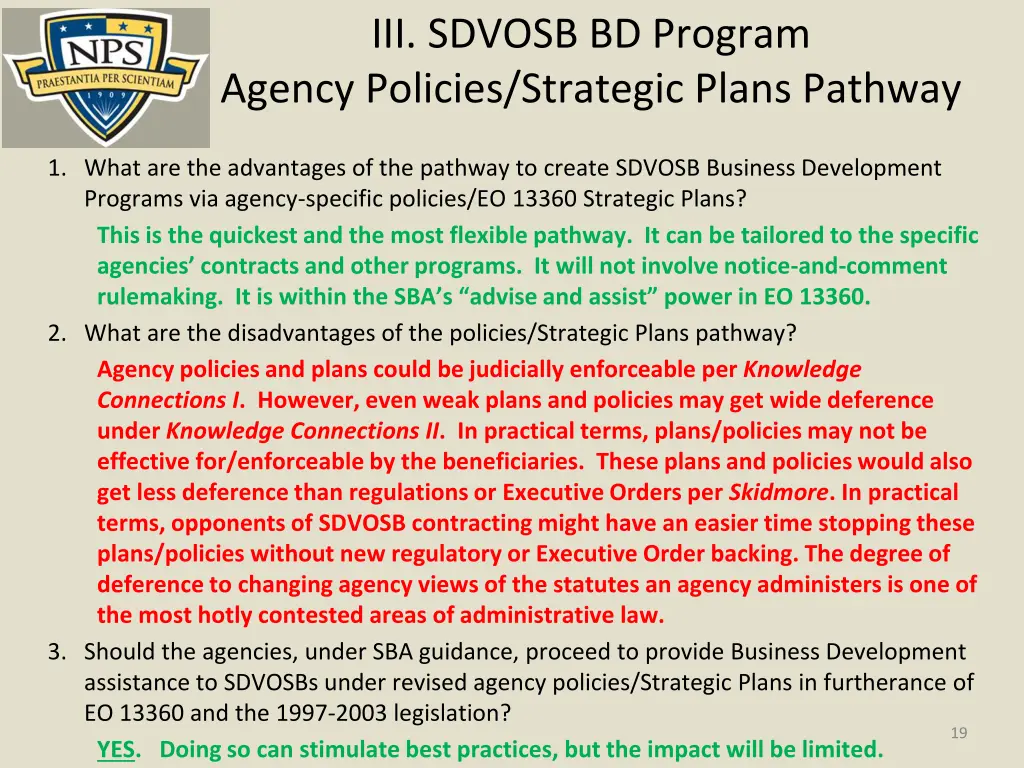 iii sdvosb bd program agency policies strategic