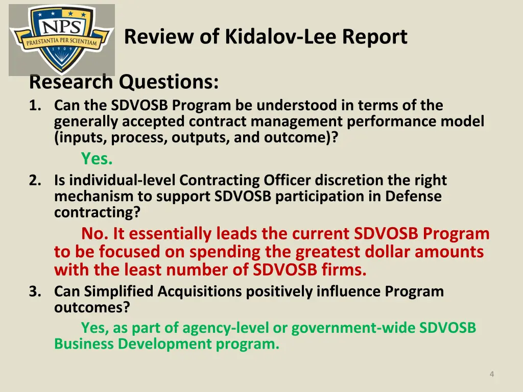 review of kidalov lee report