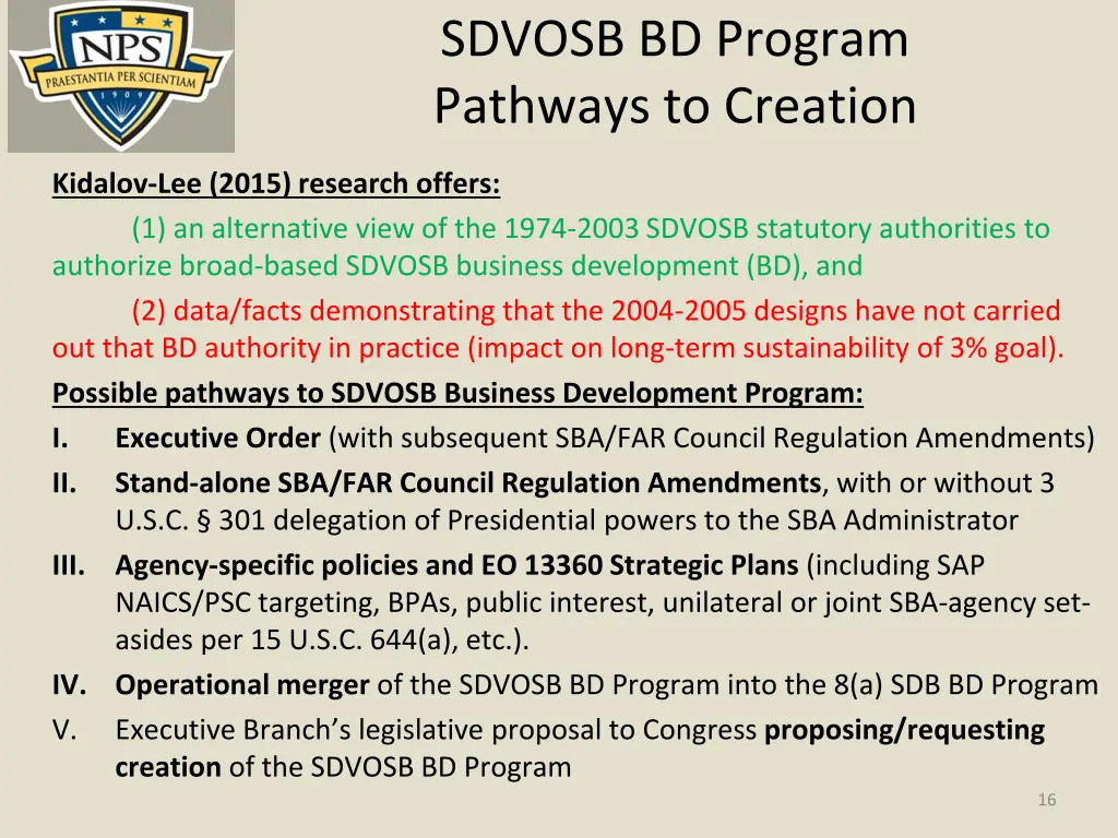 sdvosb bd program pathways to creation