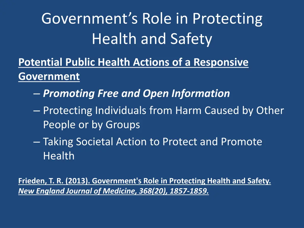 government s role in protecting health and safety