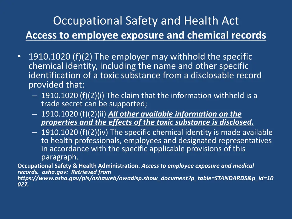 occupational safety and health act access