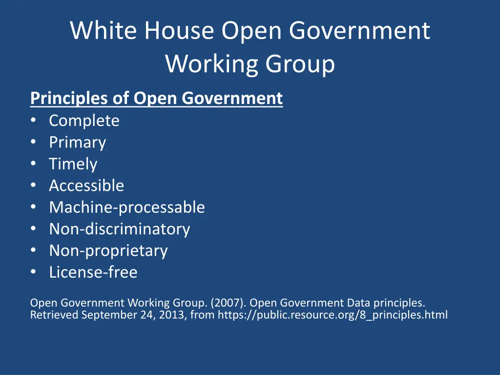 white house open government working group