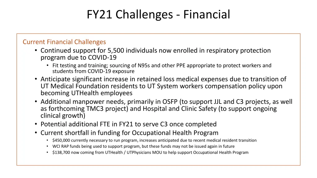 fy21 challenges financial