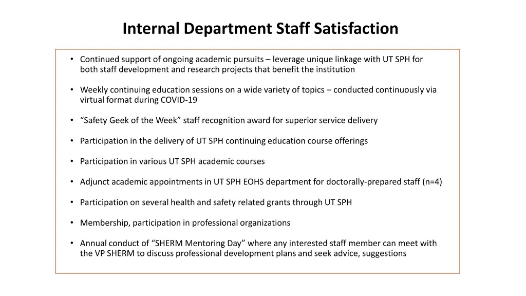 internal department staff satisfaction