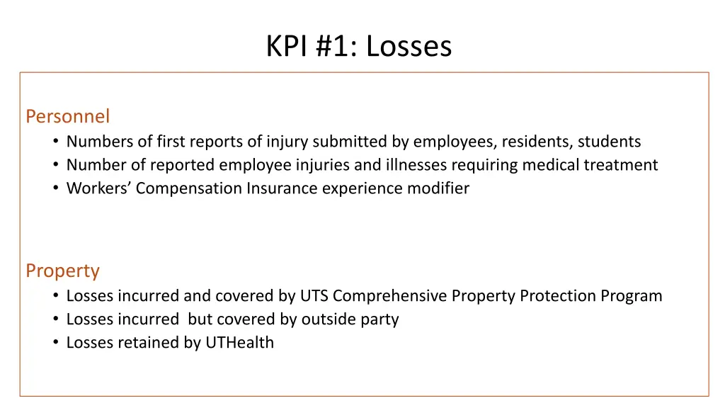 kpi 1 losses