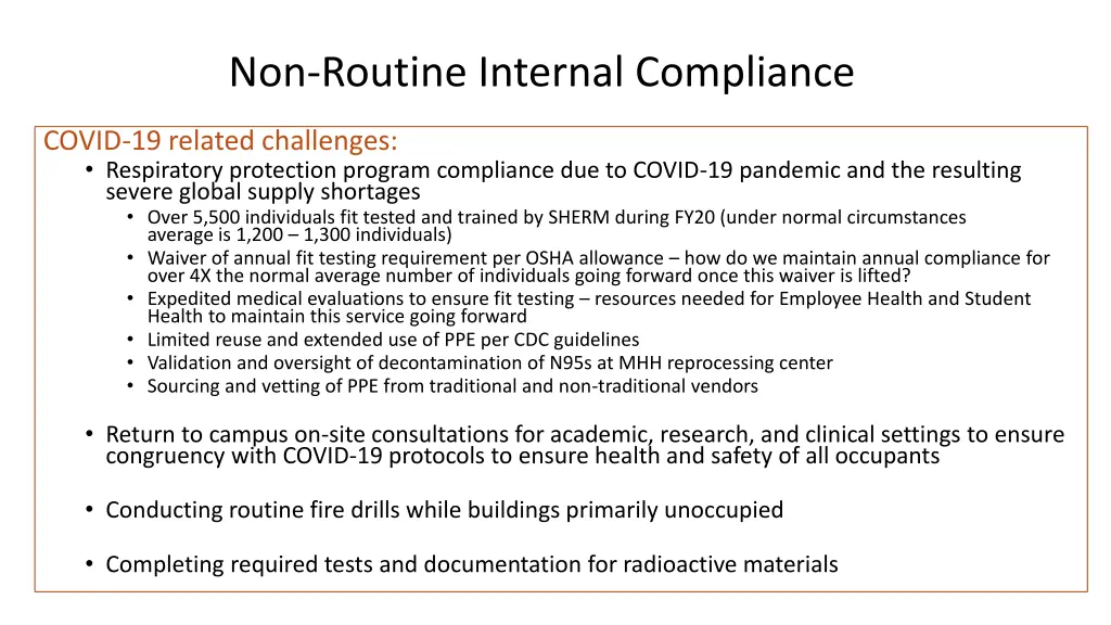 non routine internal compliance 1