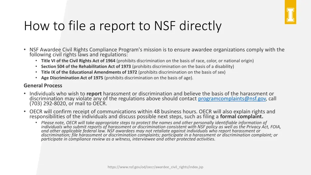 how to file a report to nsf directly