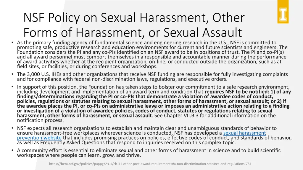 nsf policy on sexual harassment other forms