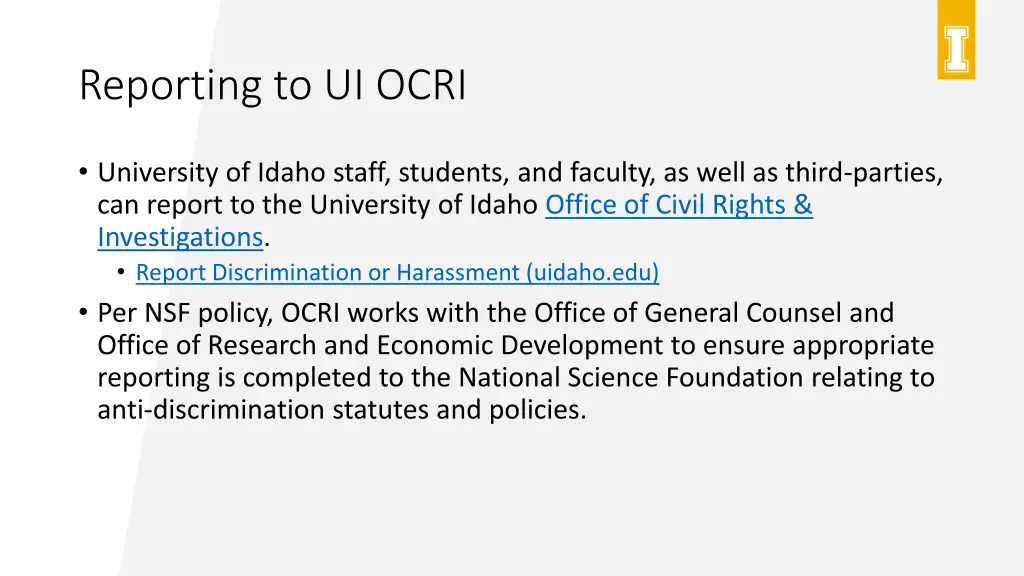 reporting to ui ocri