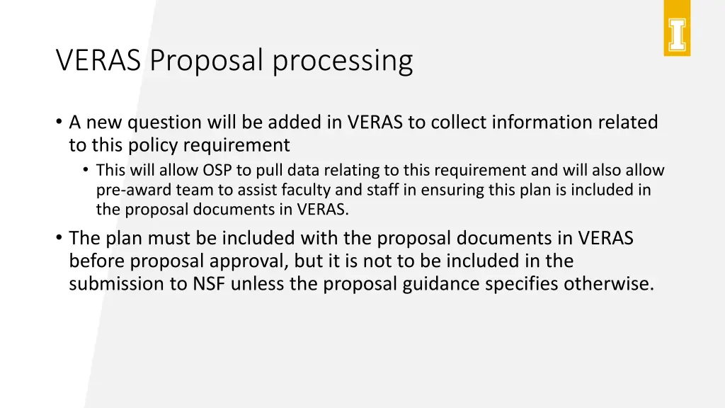 veras proposal processing