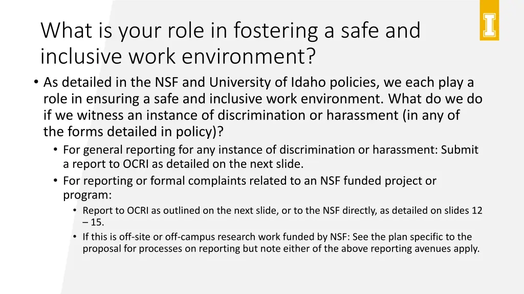 what is your role in fostering a safe