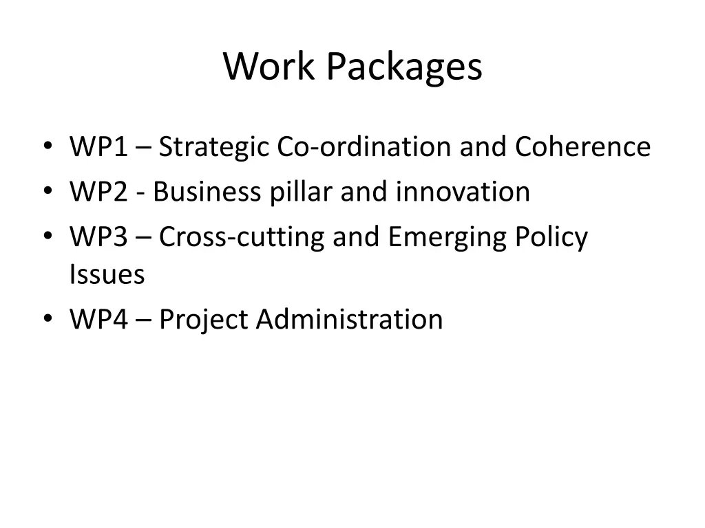 work packages