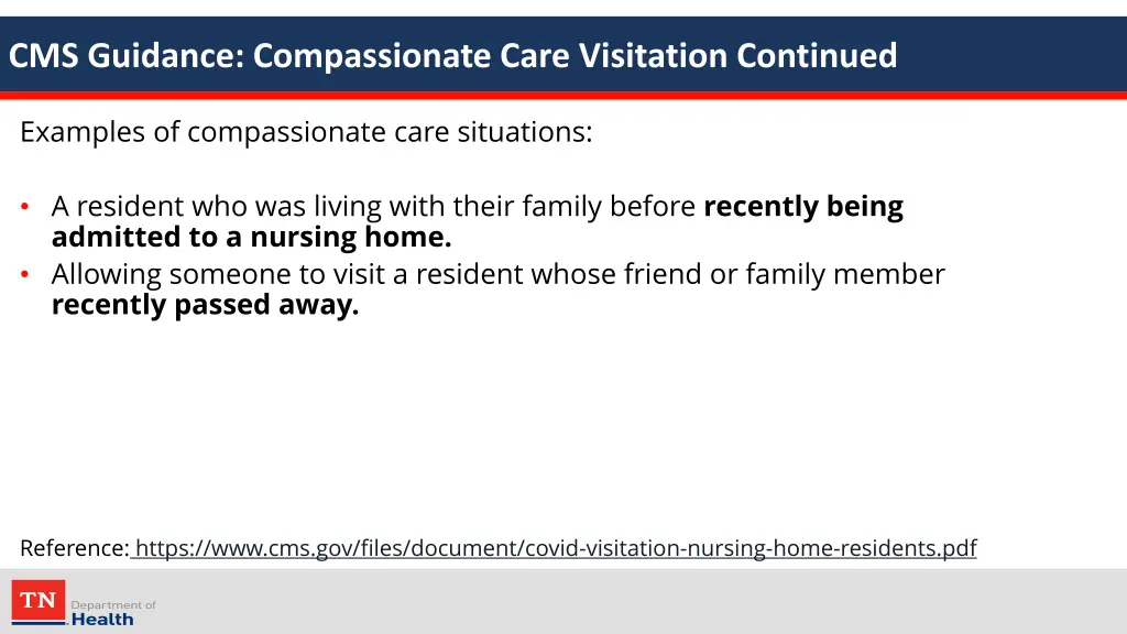 cms guidance compassionate care visitation 2