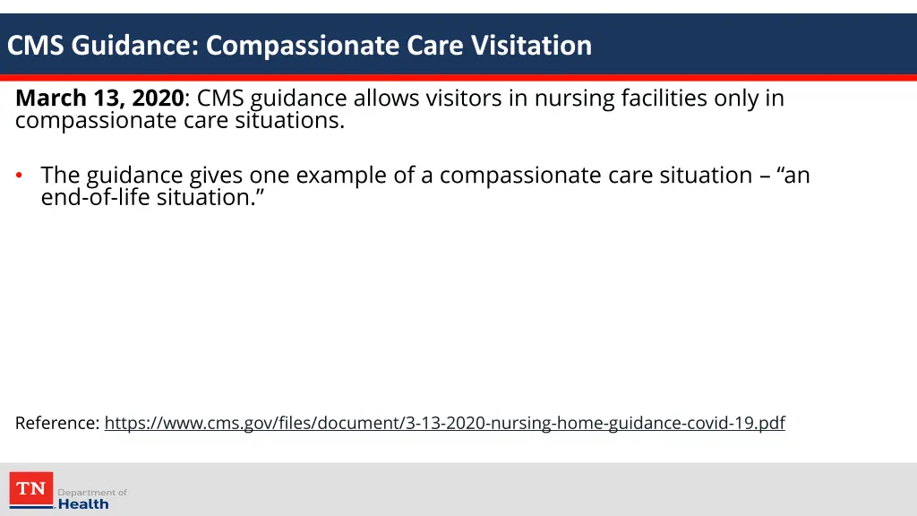 cms guidance compassionate care visitation