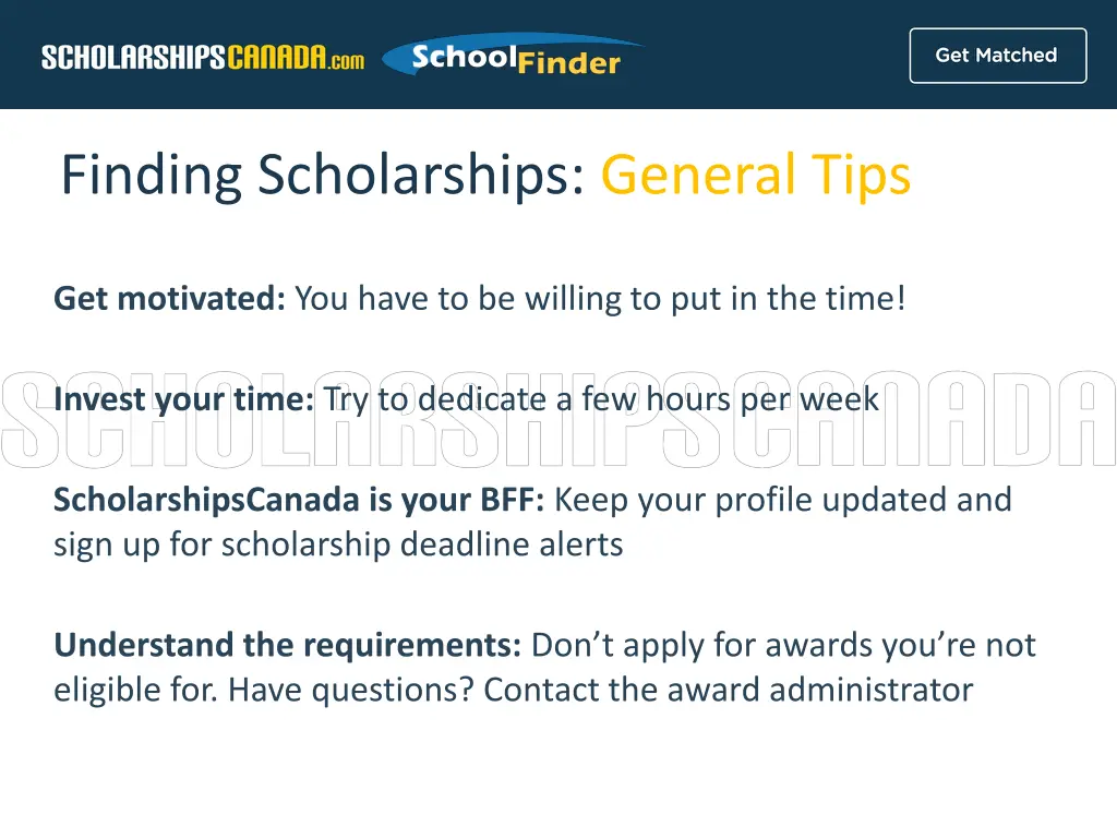 finding scholarships general tips