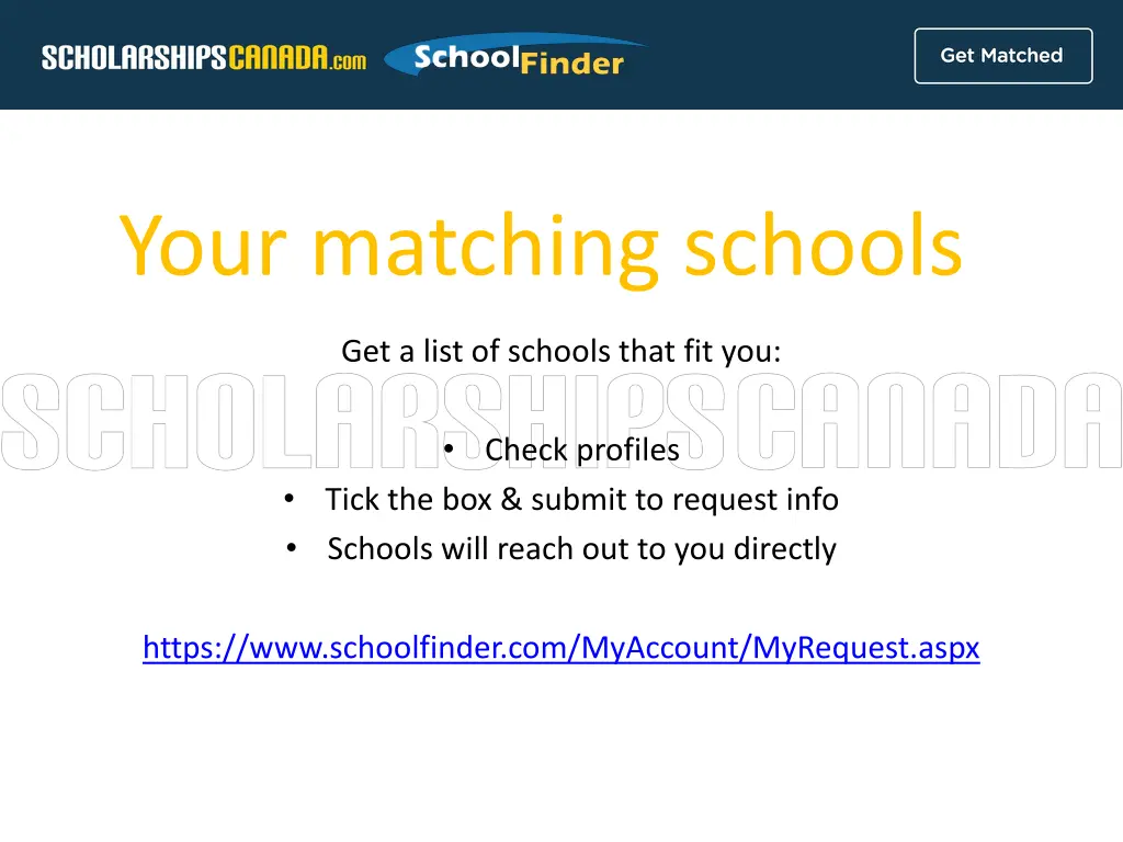 your matching schools