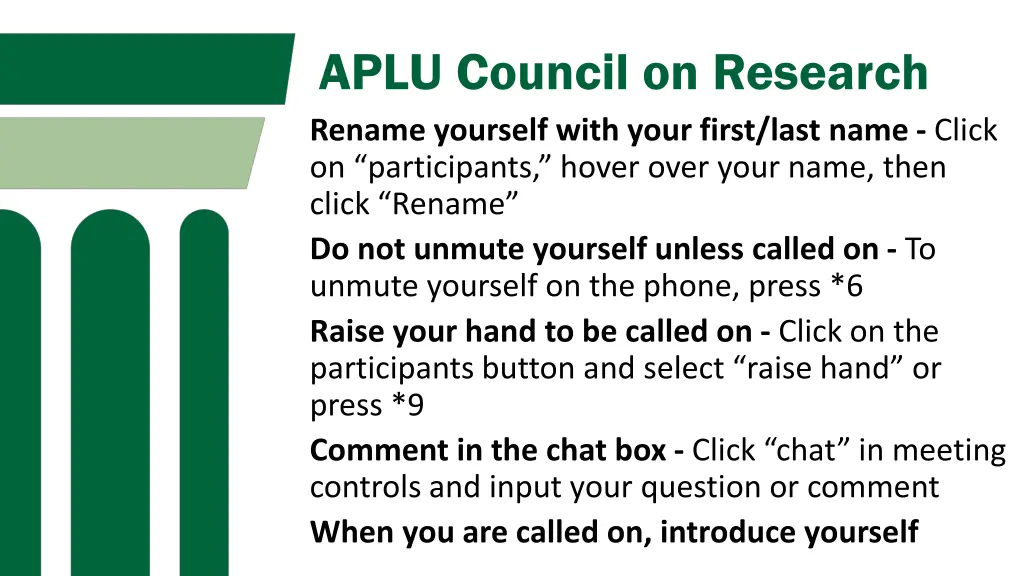 aplu council on research rename yourself with