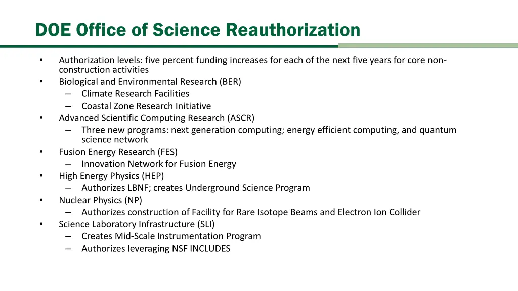 doe office of science reauthorization