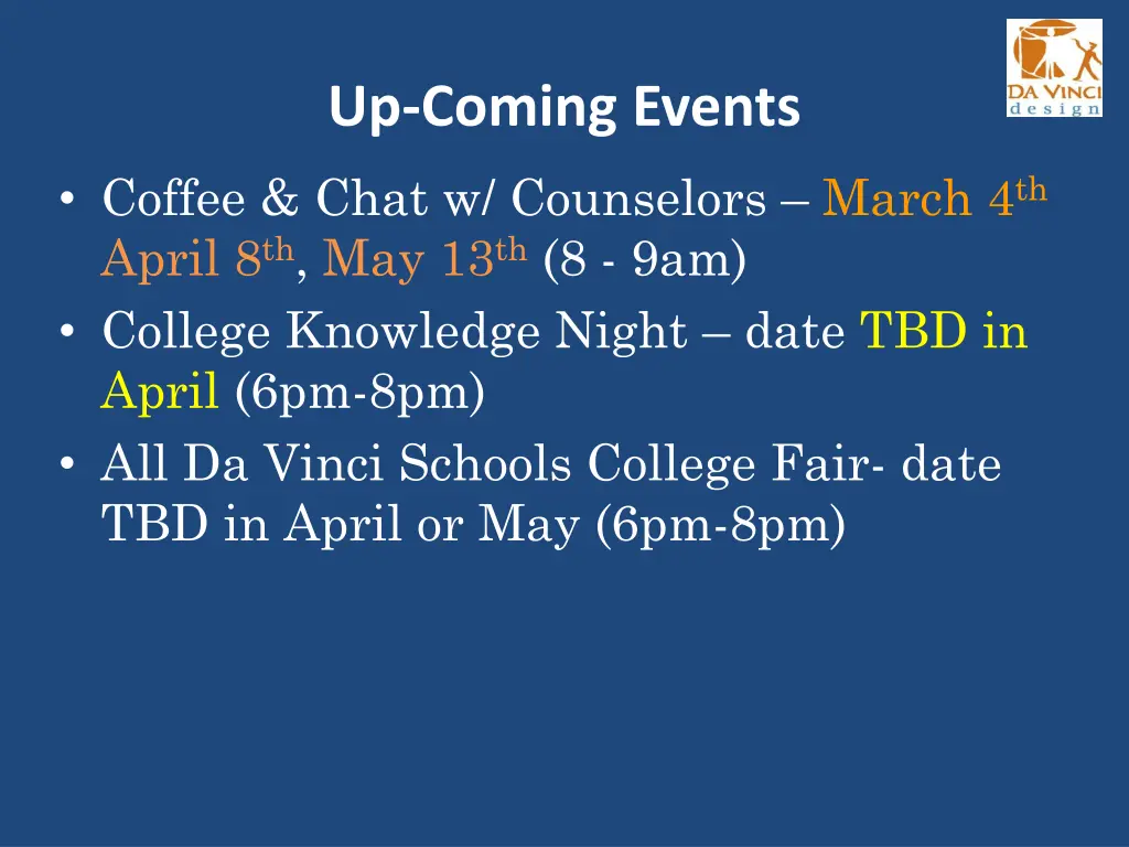 up coming events