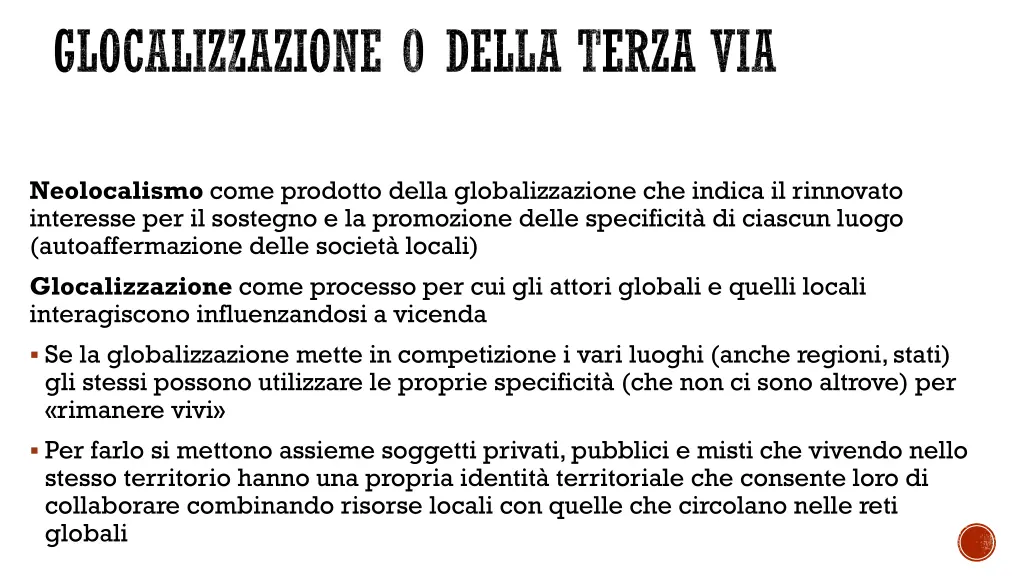 glocalizzazione o della terza via