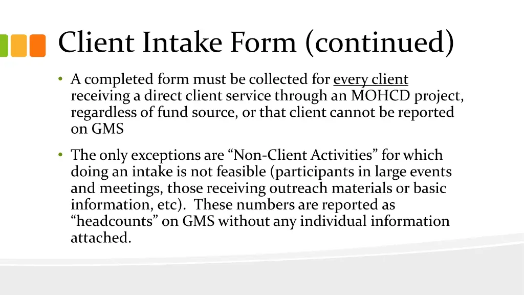 client intake form continued