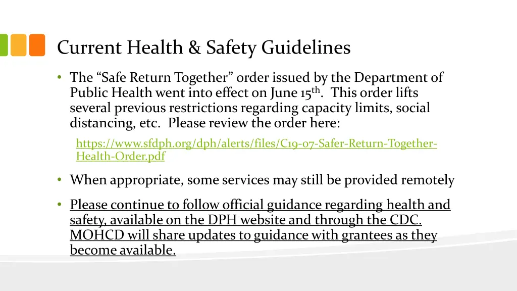 current health safety guidelines