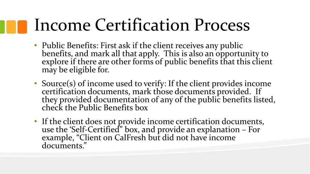 income certification process