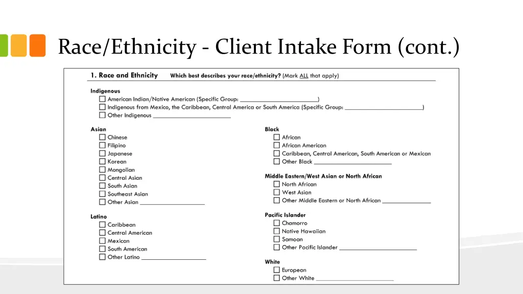 race ethnicity client intake form cont