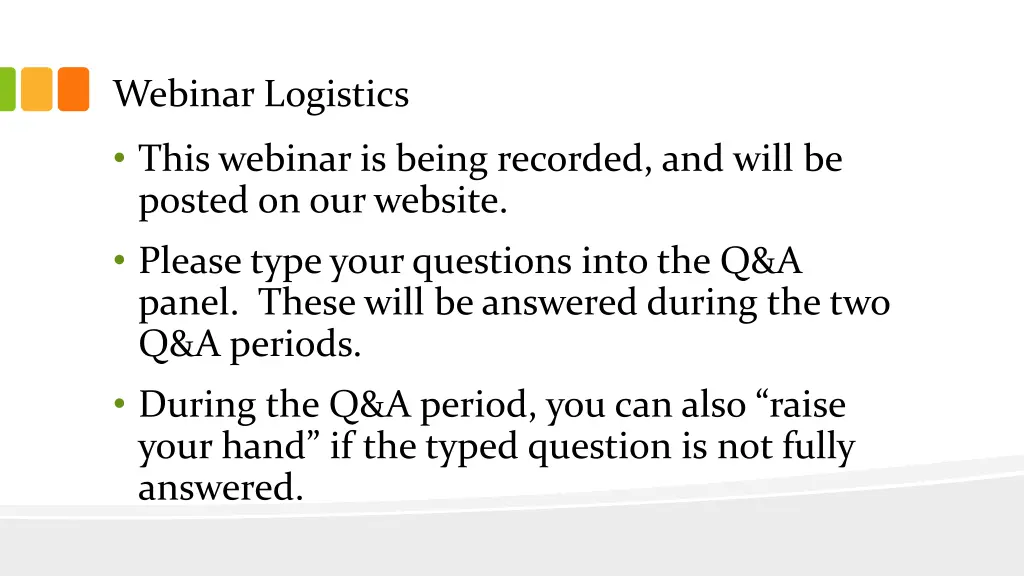 webinar logistics