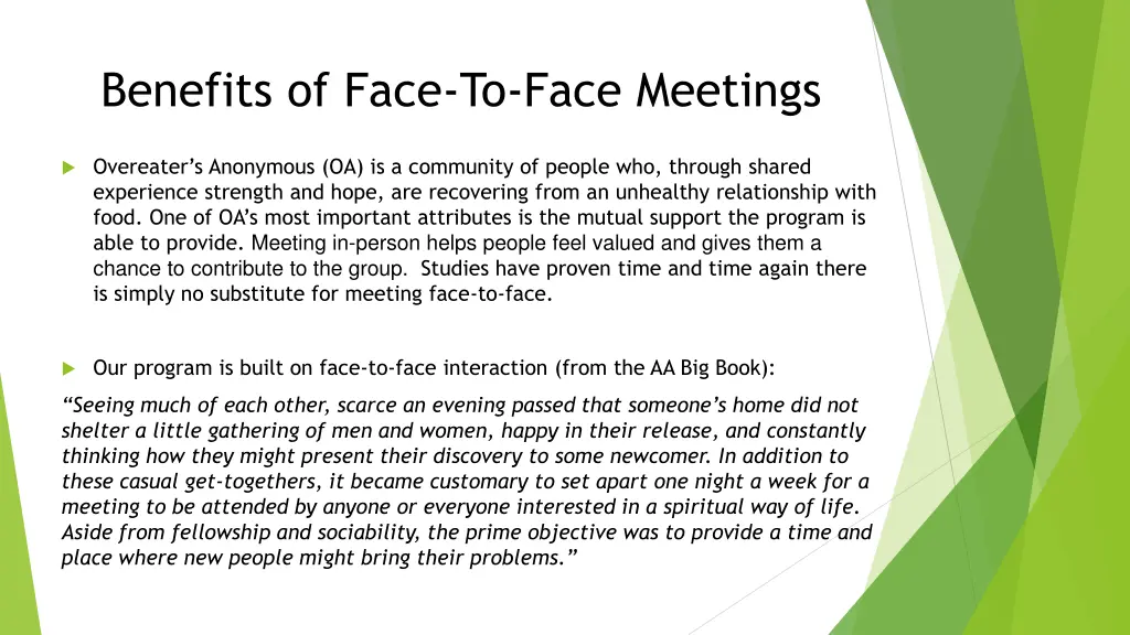 benefits of face to face meetings