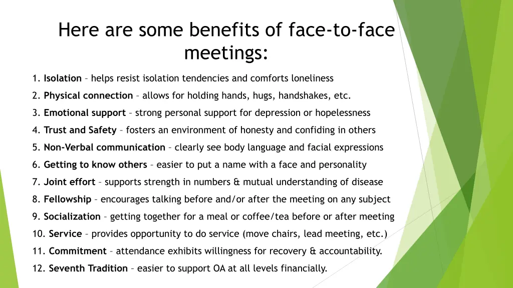 here are some benefits of face to face meetings