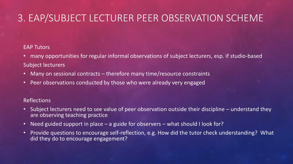 3 eap subject lecturer peer observation scheme