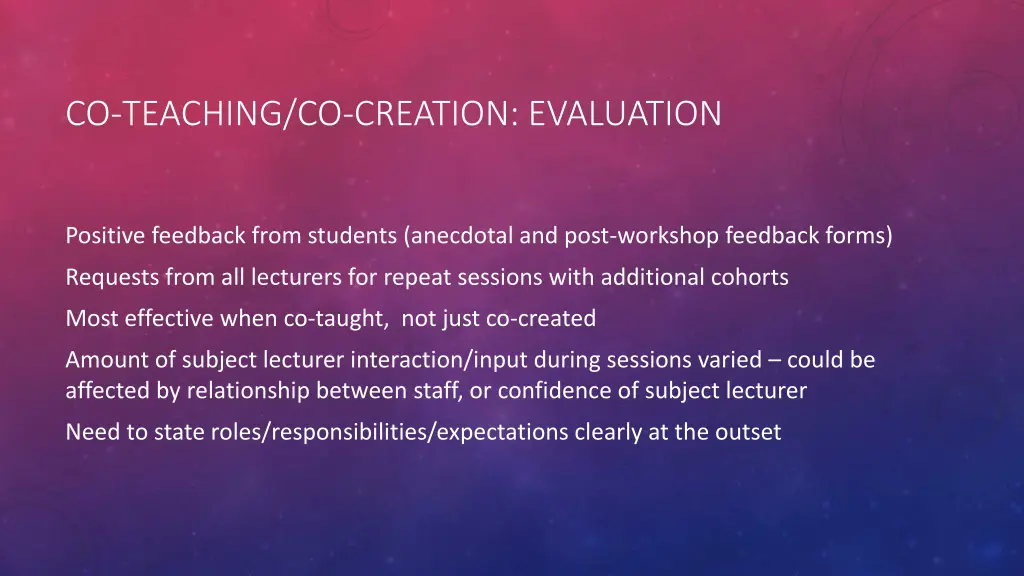 co teaching co creation evaluation