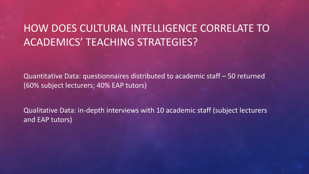 how does cultural intelligence correlate