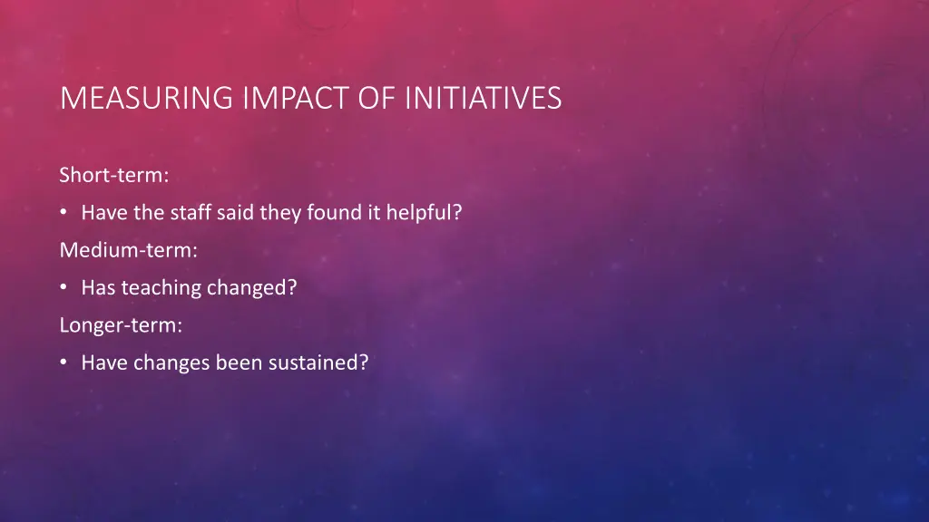 measuring impact of initiatives