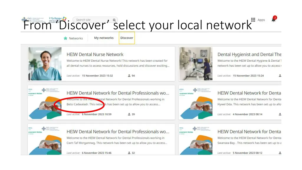 from discover select your local network