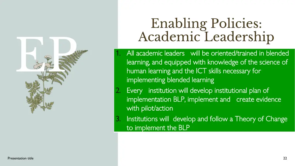 enabling policies academic leadership