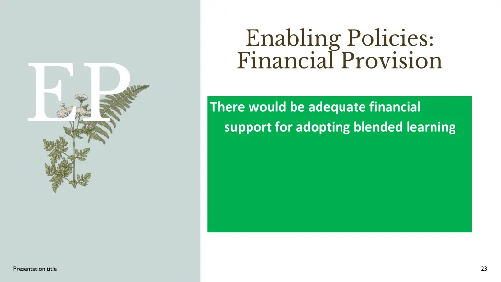 enabling policies financial provision