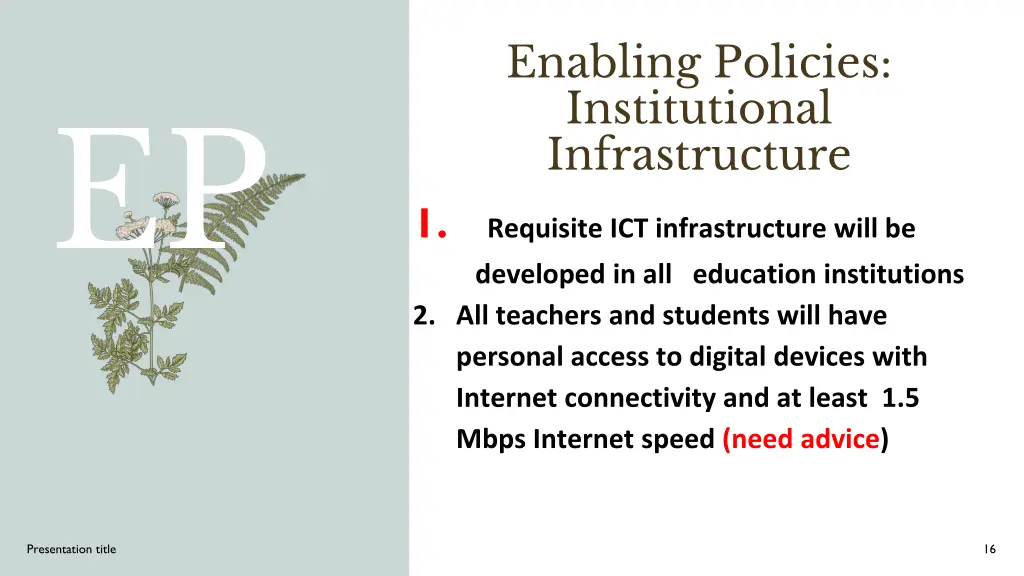 enabling policies institutional infrastructure