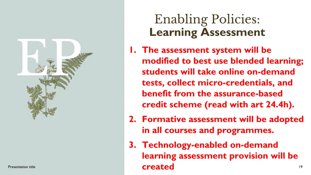 enabling policies learning assessment